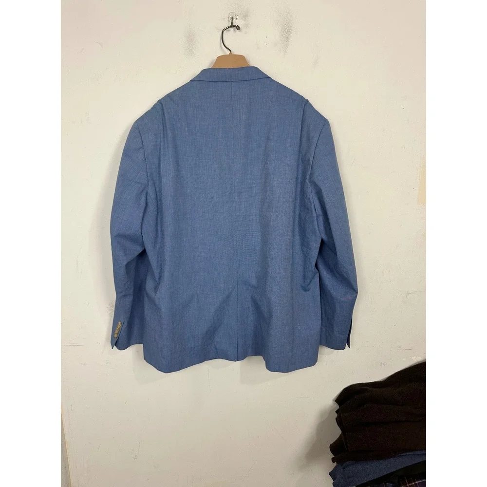Saddlebred Mens 56R Light Blue 100% Cotton Two Button Blazer Sport Coat